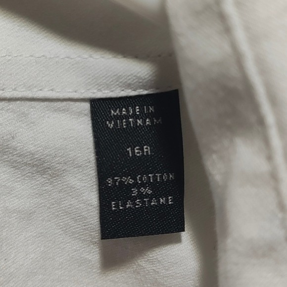 John Varvatos USA Mens White Modern Fit Long Sleeve Button Down Shirt 16R - Picture 10 of 10